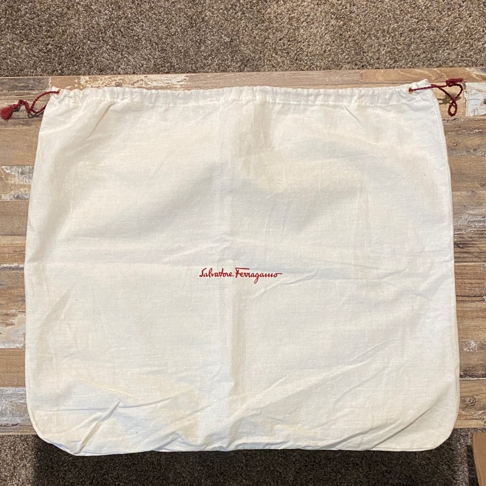 Salvatore Ferragamo White and Red Dust Bag - 18”x16”